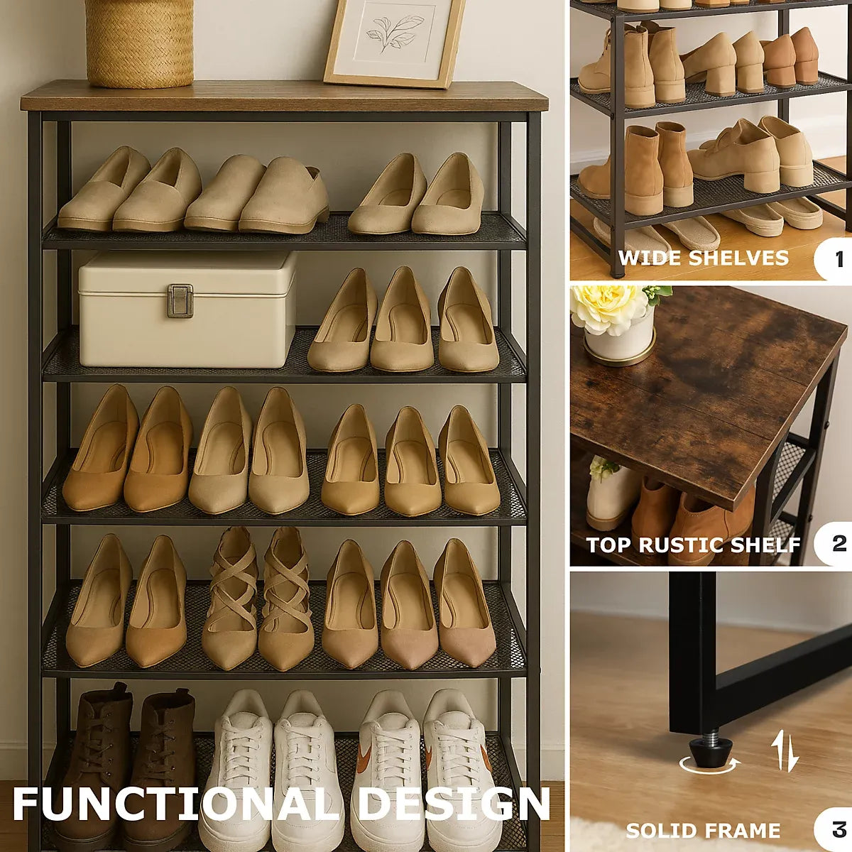 8 Tier Shoe Rack With Detachable Mesh For Home Organization-Furniture Kingdom