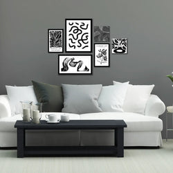 Arthouse Monochrome Black And White Canvas Art Set Of 6-Furniture Kingdom