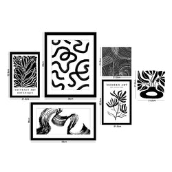 Arthouse Monochrome Black And White Canvas Art Set Of 6-Furniture Kingdom
