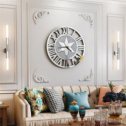 Artloge Crystal Mirror Wall Clock Silver RomanNumerals Home-Furniture Kingdom