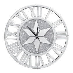 Artloge Crystal Mirror Wall Clock Silver RomanNumerals Home-Furniture Kingdom