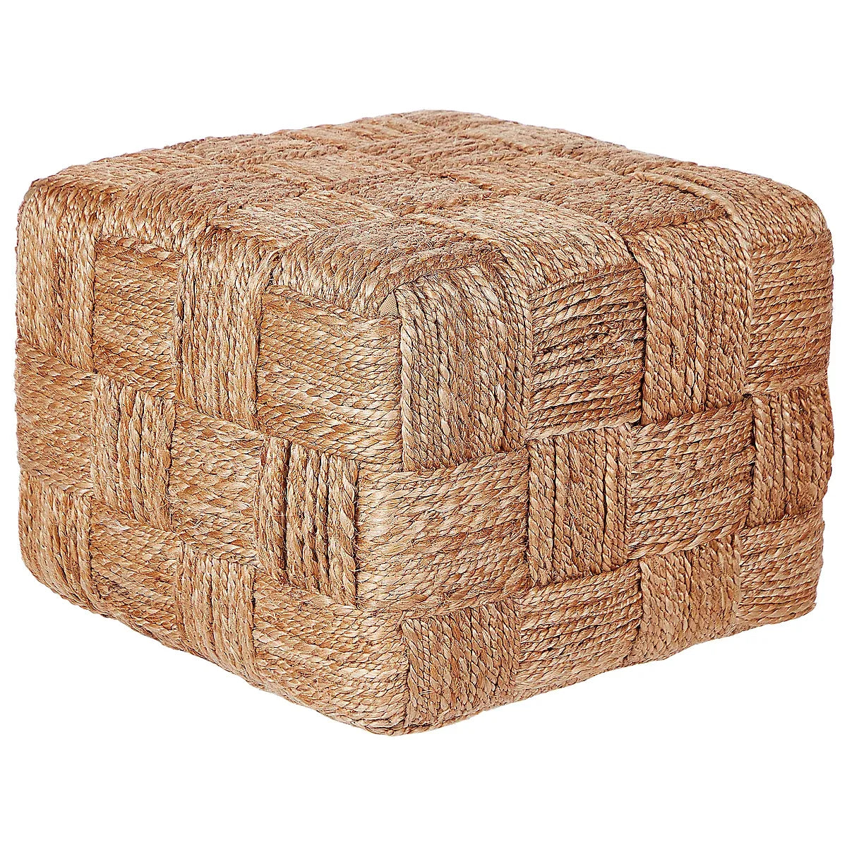 Beliani Boho Jute Pouffe Handwoven Beige Footstool For Home-Furniture Kingdom