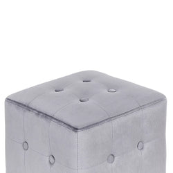Beliani Wisconsin Velvet Tufted Pouffe For Small Rooms Grey-Furniture Kingdom