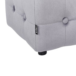 Beliani Wisconsin Velvet Tufted Pouffe For Small Rooms Grey-Furniture Kingdom