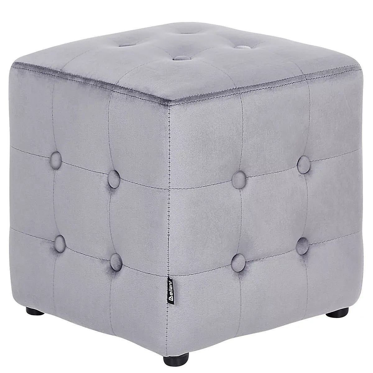 Beliani Wisconsin Velvet Tufted Pouffe For Small Rooms Grey-Furniture Kingdom