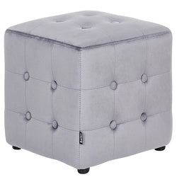 Beliani Wisconsin Velvet Tufted Pouffe For Small Rooms Grey-Furniture Kingdom