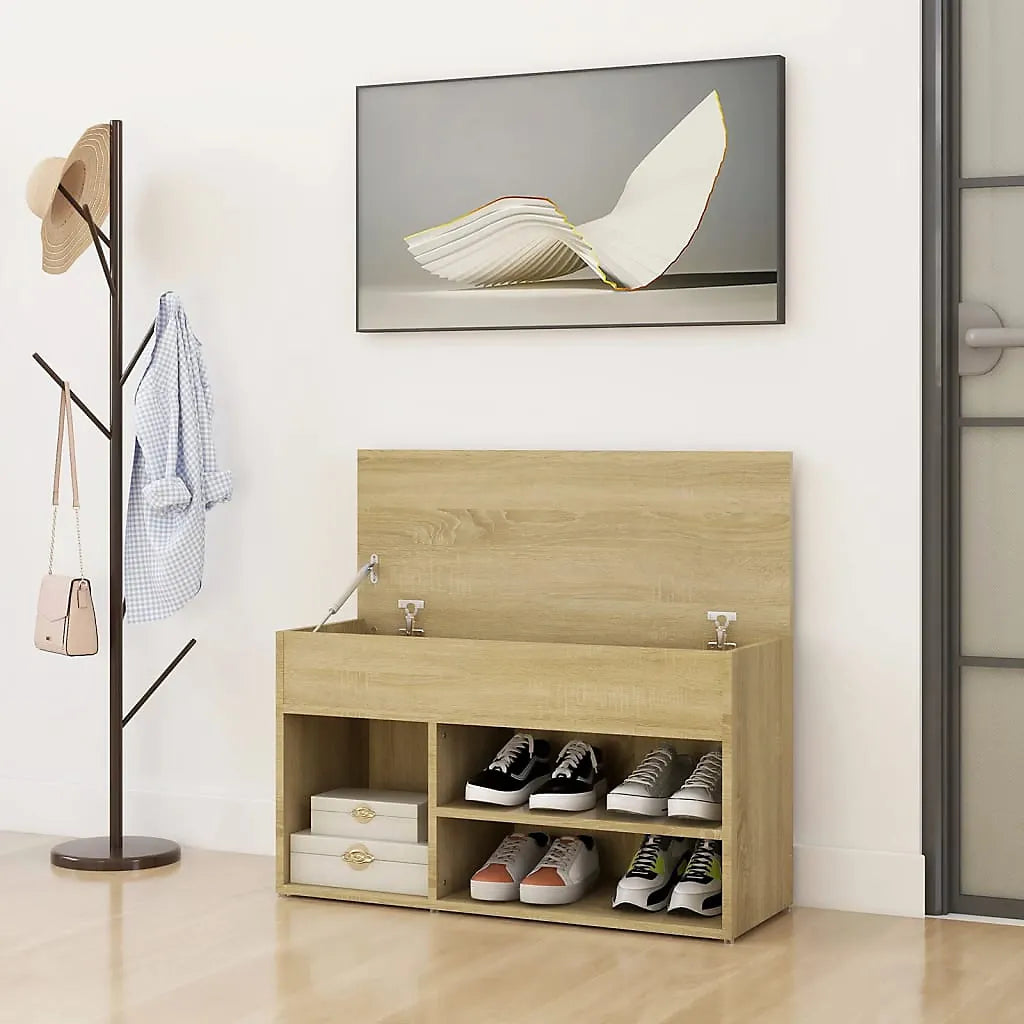 Berkfield Shoe Bench Sonoma Oak Engineered Wood Store Home-Furniture Kingdom