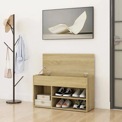 Berkfield Shoe Bench Sonoma Oak Engineered Wood Store Home-Furniture Kingdom