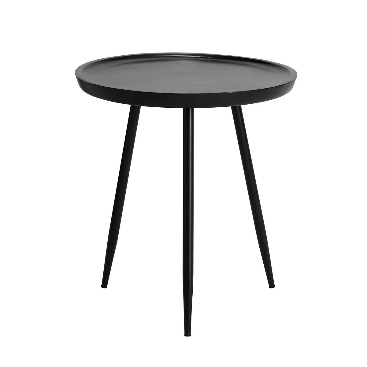 Chervey Solid Wood Side Table Living Room Black Metal Legs-Furniture Kingdom