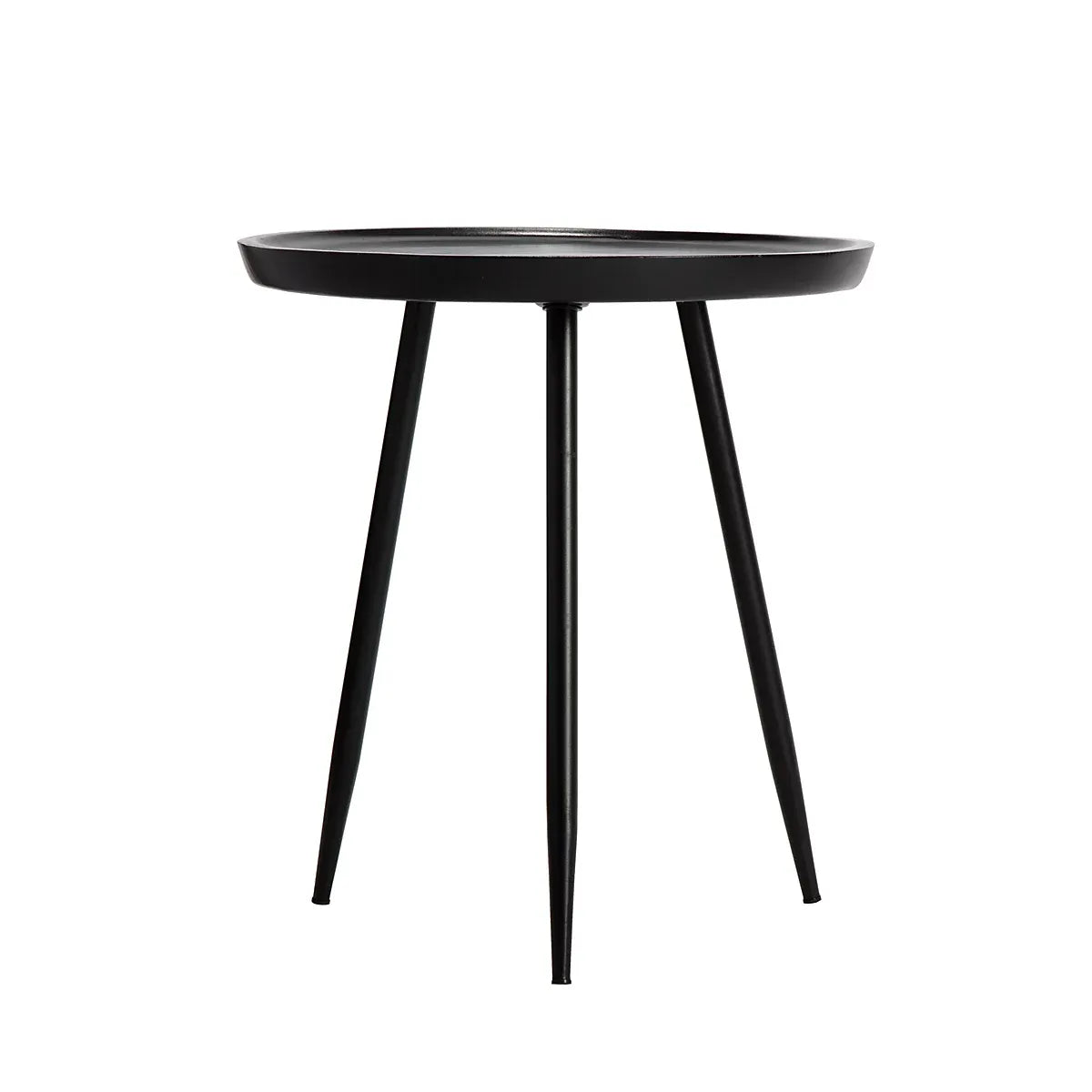 Chervey Solid Wood Side Table Living Room Black Metal Legs-Furniture Kingdom