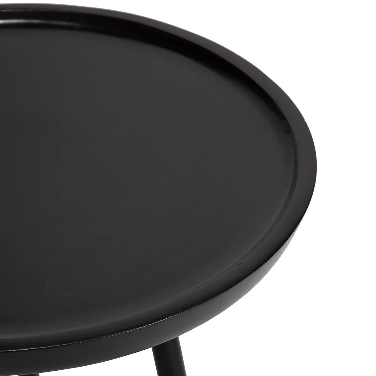 Chervey Solid Wood Side Table Living Room Black Metal Legs-Furniture Kingdom