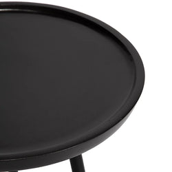 Chervey Solid Wood Side Table Living Room Black Metal Legs-Furniture Kingdom