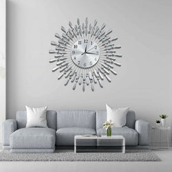 Diamante Beaded Crystals Jeweled Wall Clock Glam Living Room-Furniture Kingdom