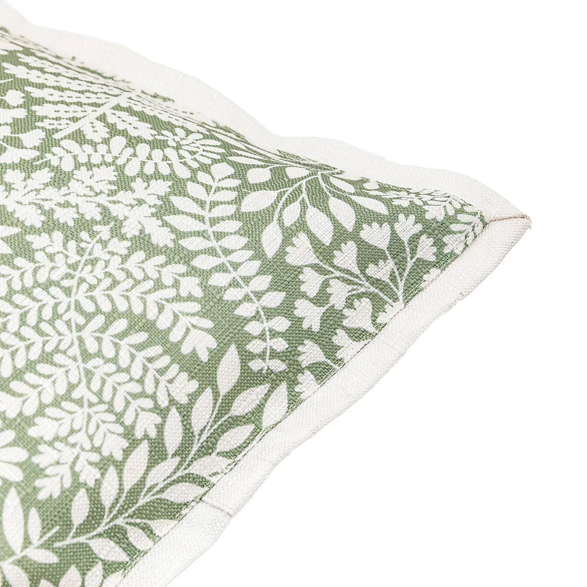 Gallery Leaf Print Cushion Elegant Natural Olive Green Home-Furniture Kingdom