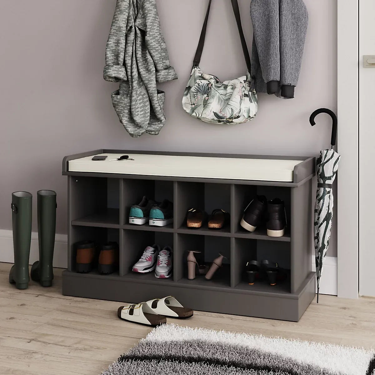 Gfw Kempton Open Shoe Bench Grey For Hallways Storage-Furniture Kingdom