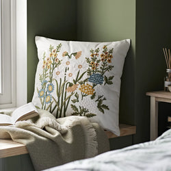 GoodHome Denman Embroidered Cushion Durable Living Room-Furniture Kingdom