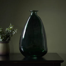 Green Glass Vase Irregular Sculptural Design For Home-Furniture Kingdom
