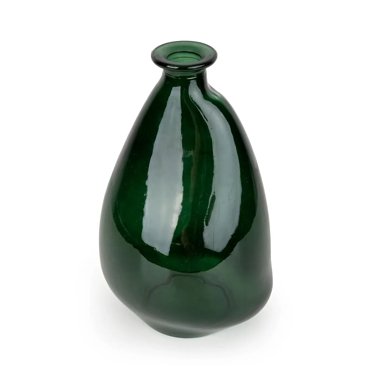 Green Glass Vase Irregular Sculptural Design For Home-Furniture Kingdom