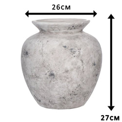 Handcrafted Grey Ceramic Vase 27cm 26cm Rustic Home Decor-Furniture Kingdom