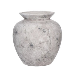 Handcrafted Grey Ceramic Vase 27cm 26cm Rustic Home Decor-Furniture Kingdom