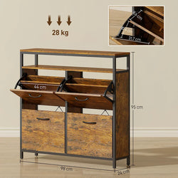 Homcom Shoe Cabinet 4 Flip Drawers Holds 20 Pairs Family-Furniture Kingdom