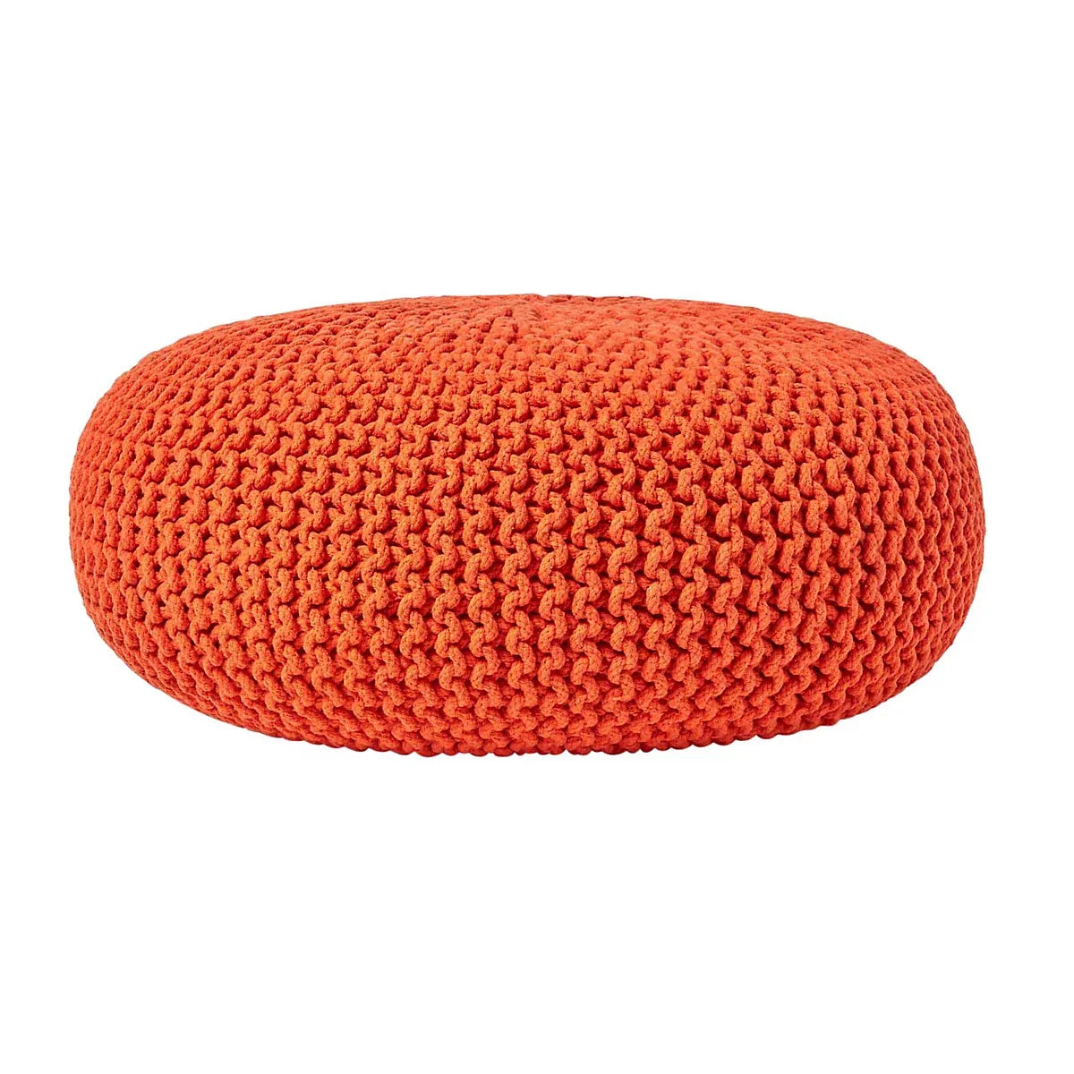 Homescapes Burnt Orange Large Knitted Pouffe Living Room-Furniture Kingdom