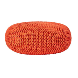 Homescapes Burnt Orange Large Knitted Pouffe Living Room-Furniture Kingdom