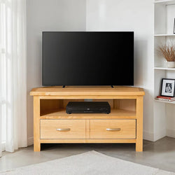 London Oak Corner TV Unit Fully Assembled Roseland Home-Furniture Kingdom