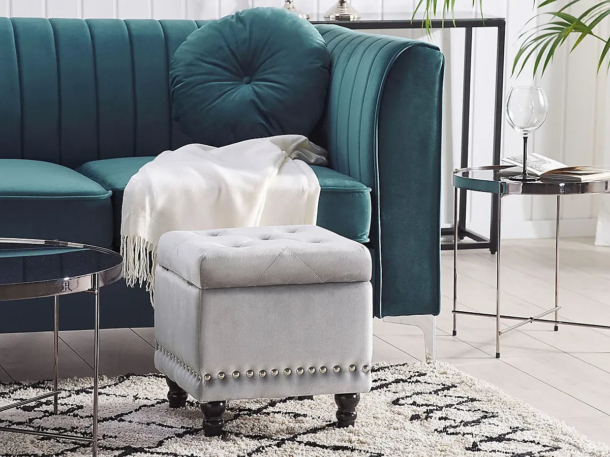 Loretto Velvet Storage Pouffe for Glamorous Living Rooms-Furniture Kingdom