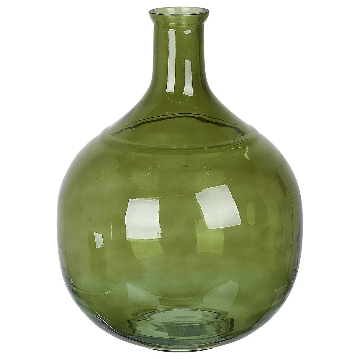 Olive Green Flower Vase Handcrafted Boho Recycled Glass 34cm-Furniture Kingdom