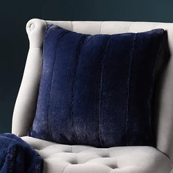 Paoletti Empress Navy Faux Fur Cushion For Home Decor-Furniture Kingdom