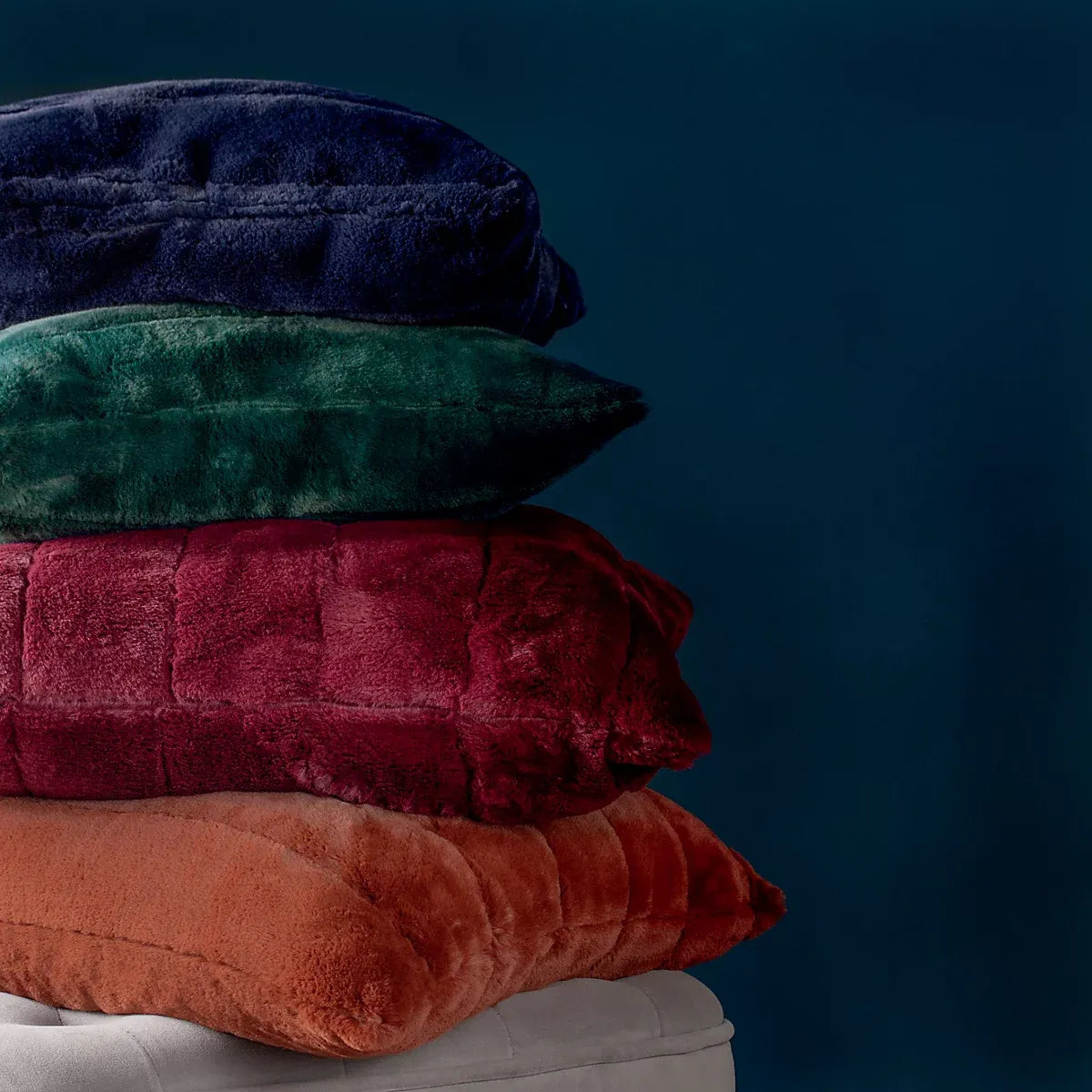 Paoletti Empress Navy Faux Fur Cushion For Home Decor-Furniture Kingdom