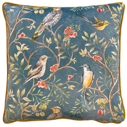 Paoletti Slate Blue Chinoiserie Indoor Cushion Velvet Decor-Furniture Kingdom