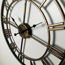 Retro Gold Wall Clock 3D Roman Numerals Silent Quartz Home-Furniture Kingdom