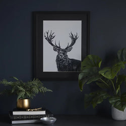Stag Black Framed Print Portrait UK Made Home Decor-Furniture Kingdom