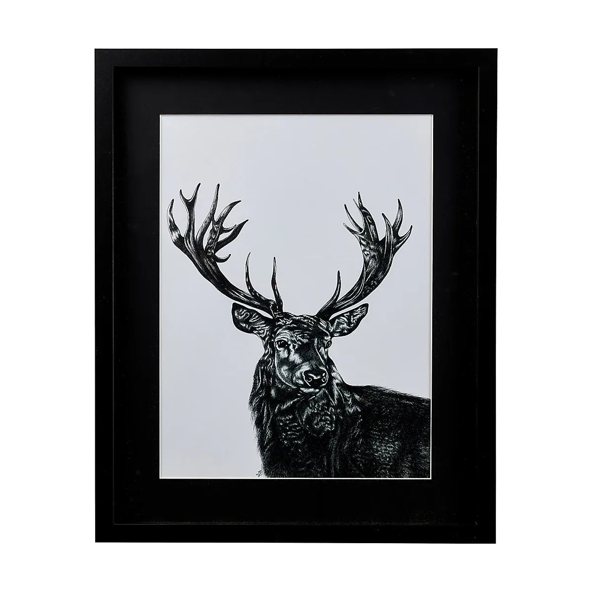 Stag Black Framed Print Portrait UK Made Home Decor-Furniture Kingdom