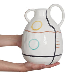Stoneware Flower Vase Dory 28cm White Modern Decor For Home-Furniture Kingdom