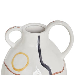 Stoneware Flower Vase Dory 28cm White Modern Decor For Home-Furniture Kingdom