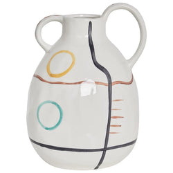 Stoneware Flower Vase Dory 28cm White Modern Decor For Home-Furniture Kingdom