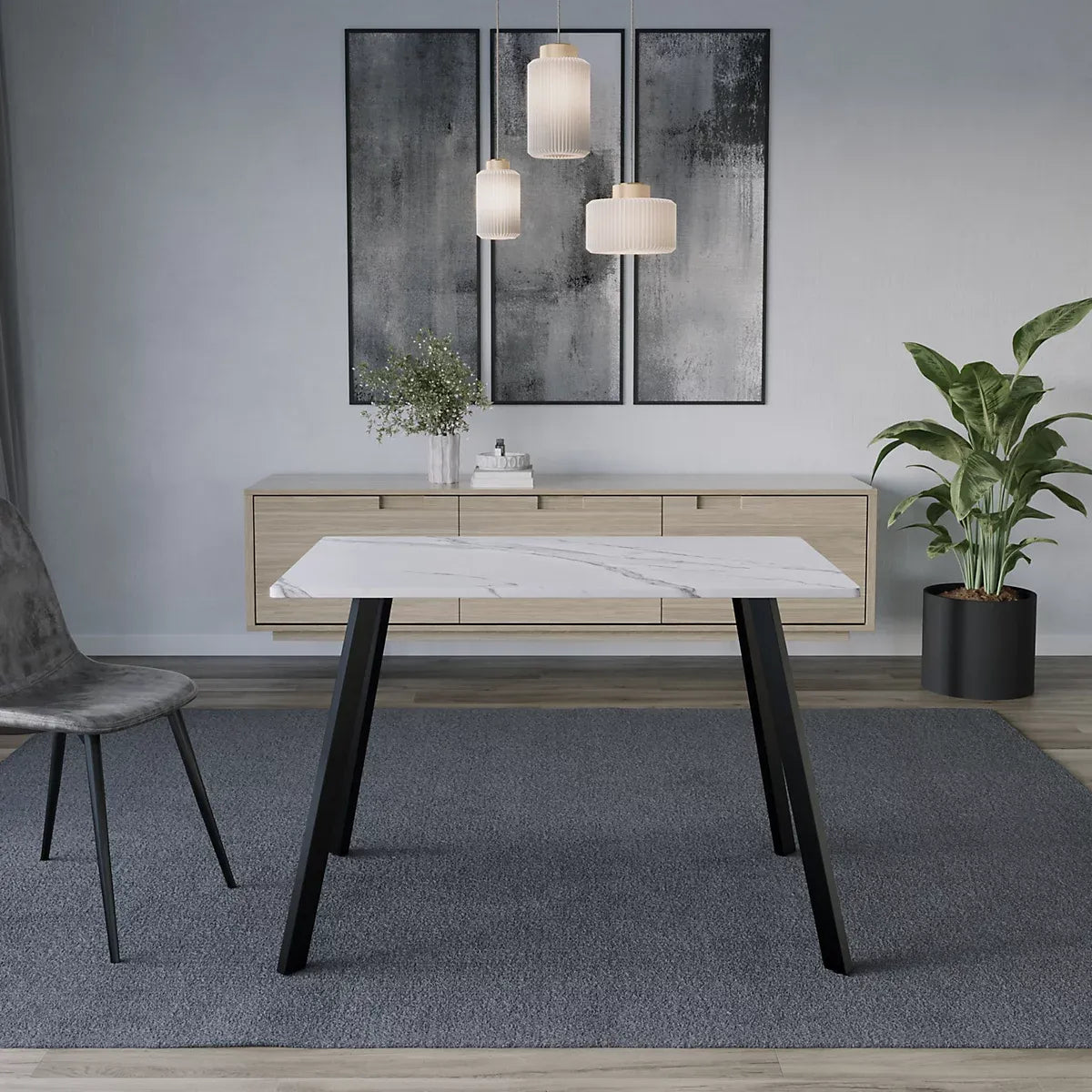 Urbnliving White Marble Dining Table 75cm For 4 To 6-Furniture Kingdom