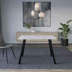 Urbnliving White Marble Dining Table 75cm For 4 To 6-Furniture Kingdom
