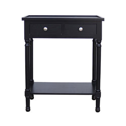 Vanity Living 60cm Black Hallway Console Table With Drawers-Furniture Kingdom