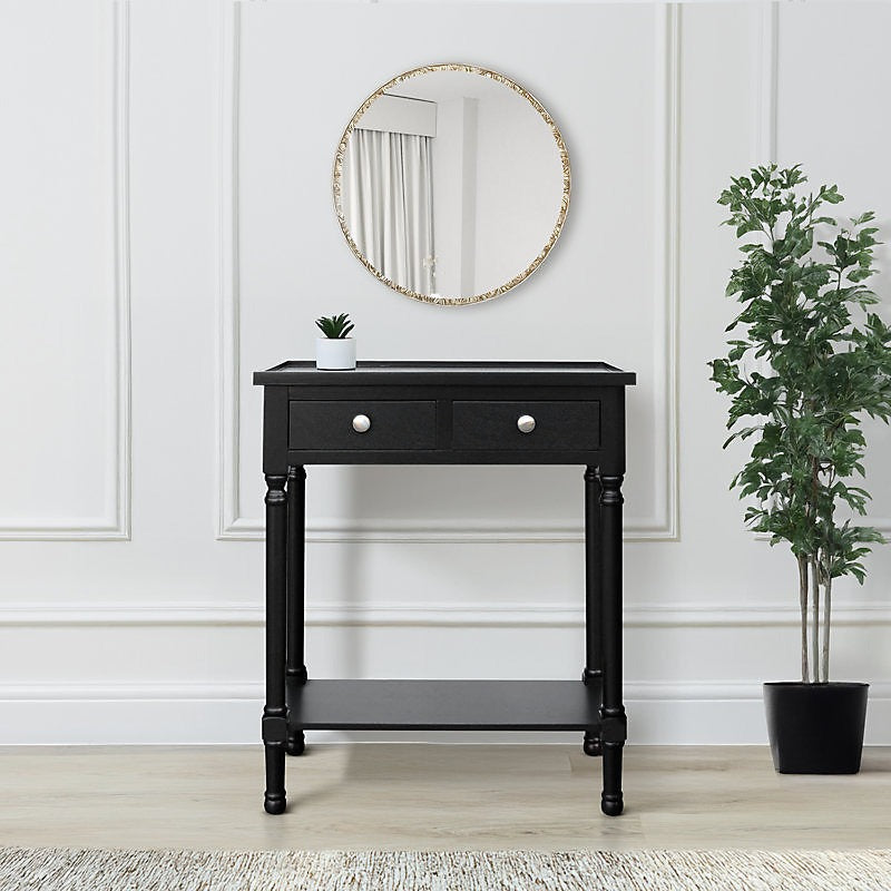 Vanity Living 60cm Black Hallway Console Table With Drawers-Furniture Kingdom