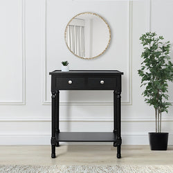 Vanity Living 60cm Black Hallway Console Table With Drawers-Furniture Kingdom