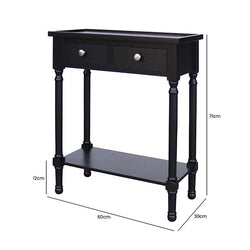 Vanity Living 60cm Black Hallway Console Table With Drawers-Furniture Kingdom