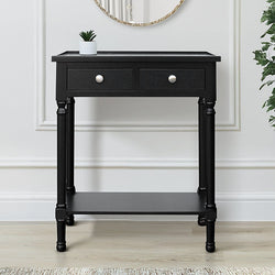 Vanity Living 60cm Black Hallway Console Table With Drawers-Furniture Kingdom