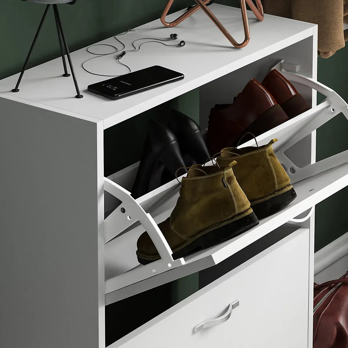 Vida Designs 2 Drawer Shoe Storage Cabinet For Small Spaces-Furniture Kingdom