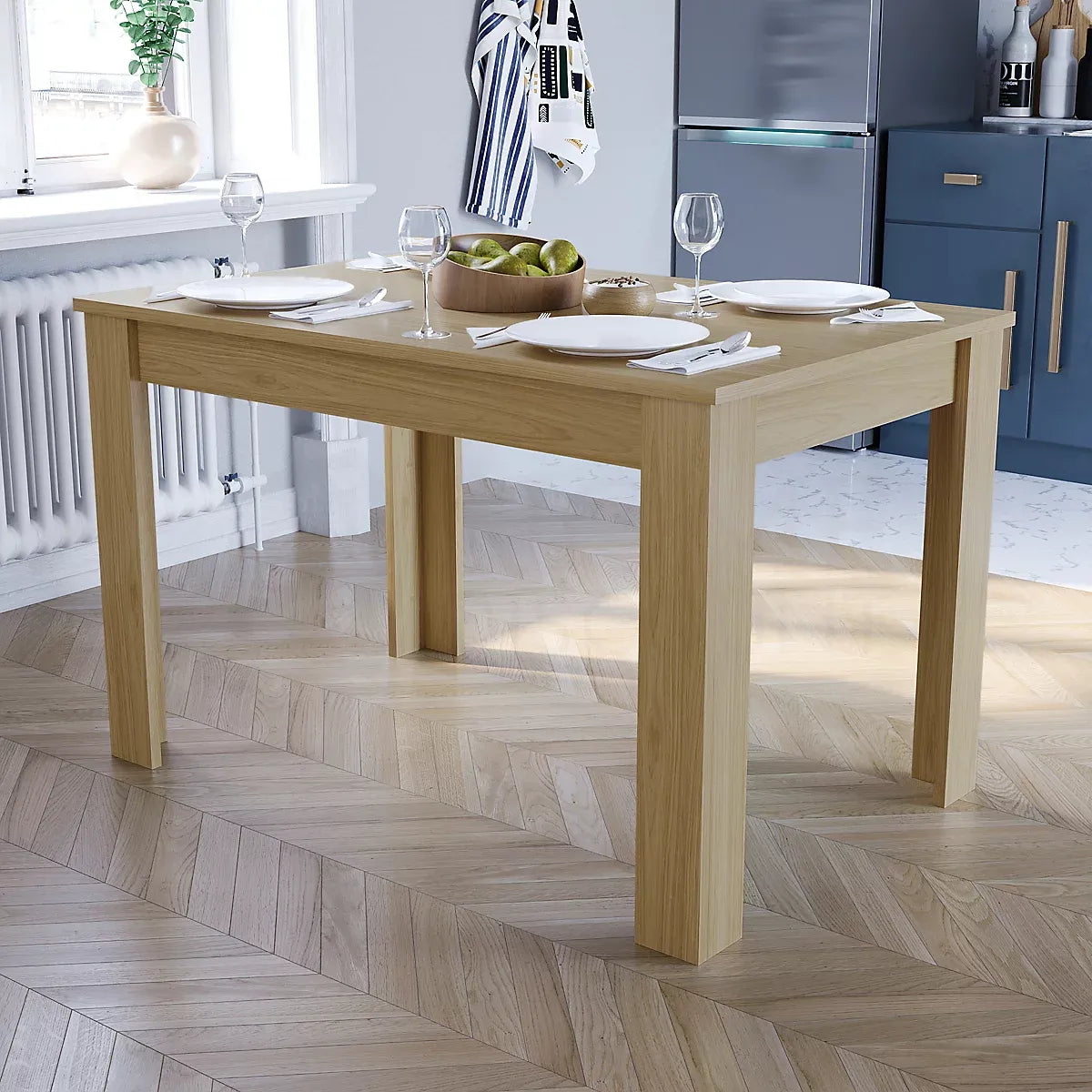 Vida Designs Medina Oak 4 Seater Dining Table Sturdy Family-Furniture Kingdom